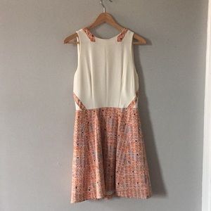 Silk and tweed knee length dress